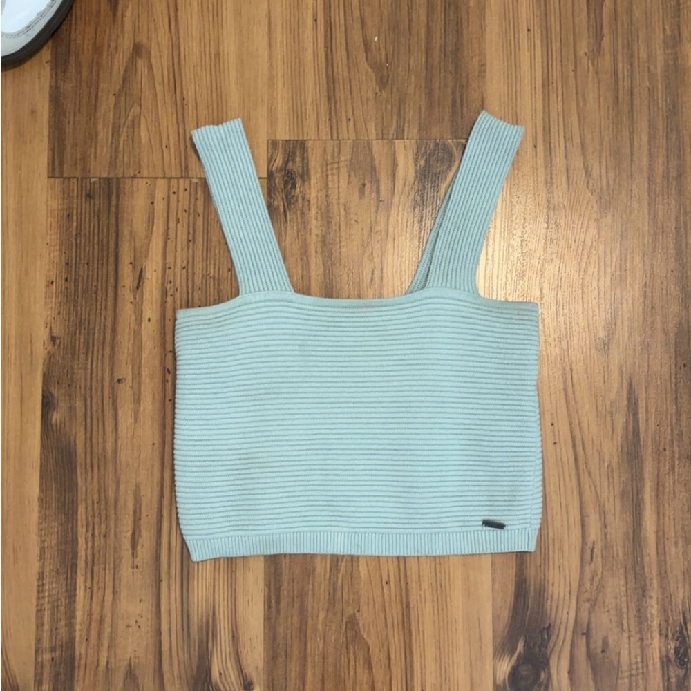 Hollister Green Ribbed Crop Tank Top